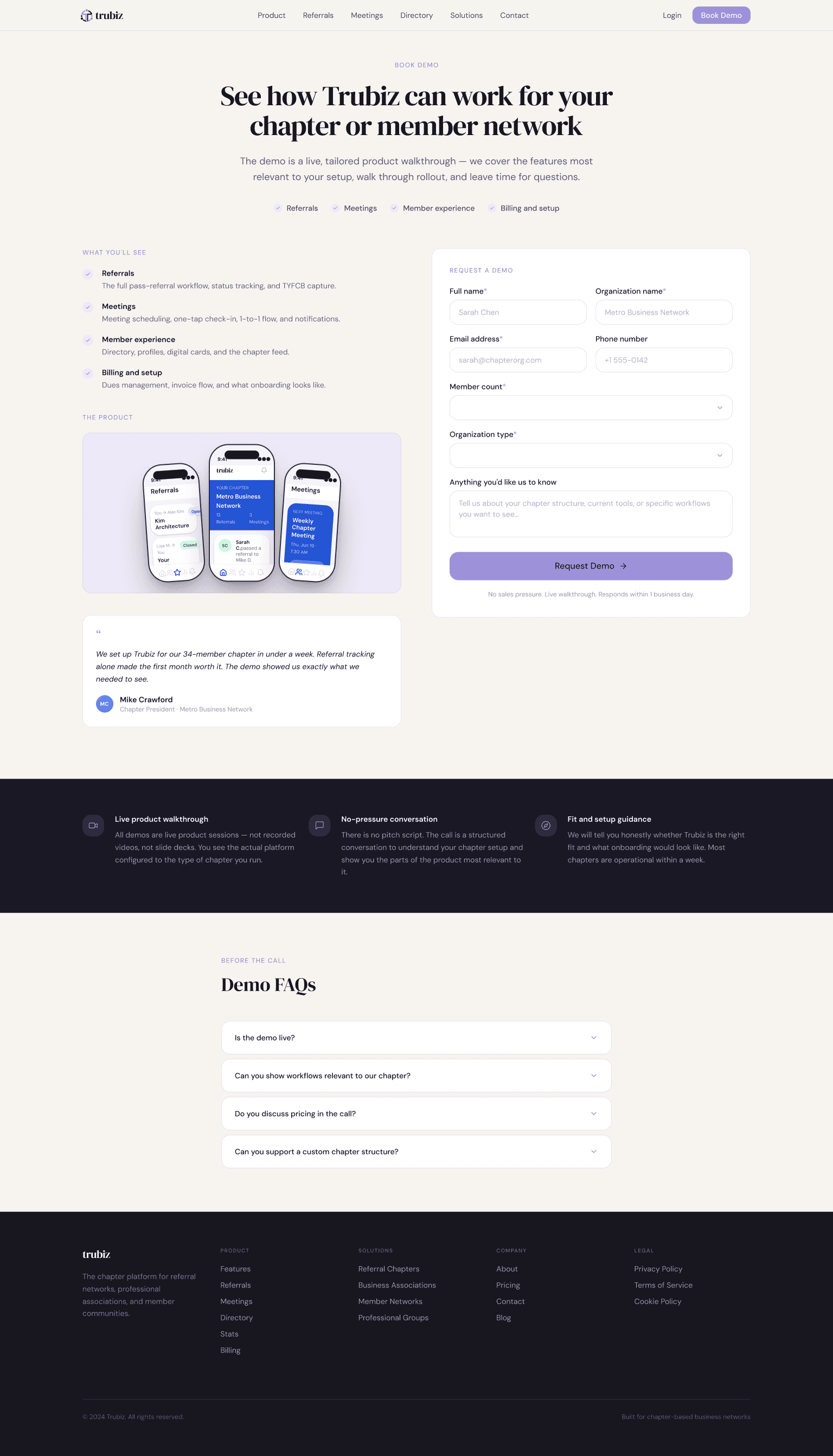 Trubiz contact page design