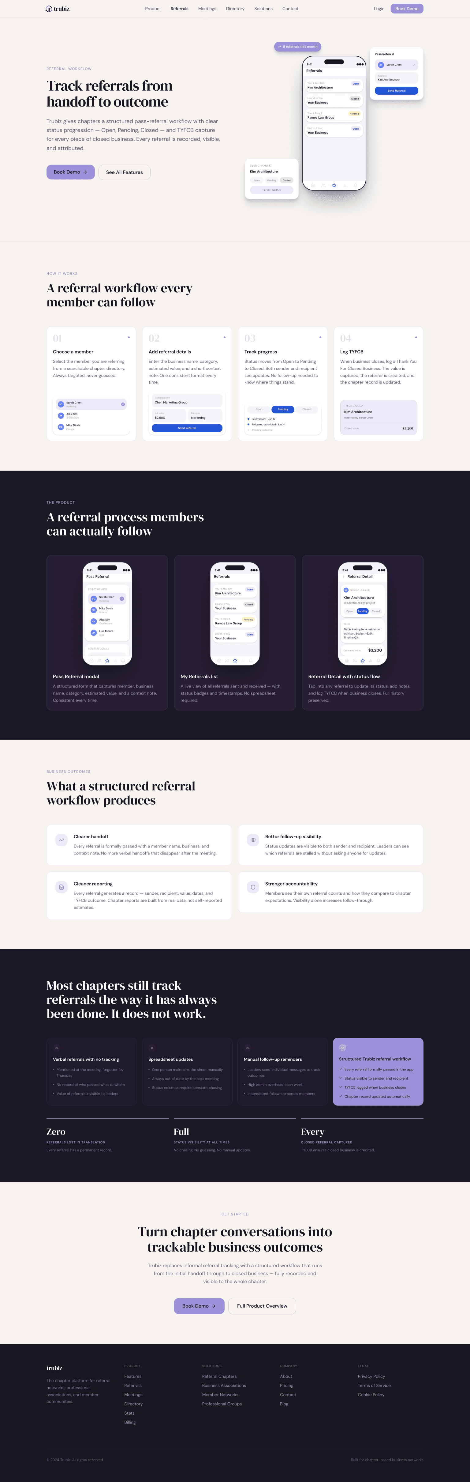 Trubiz referrals page design