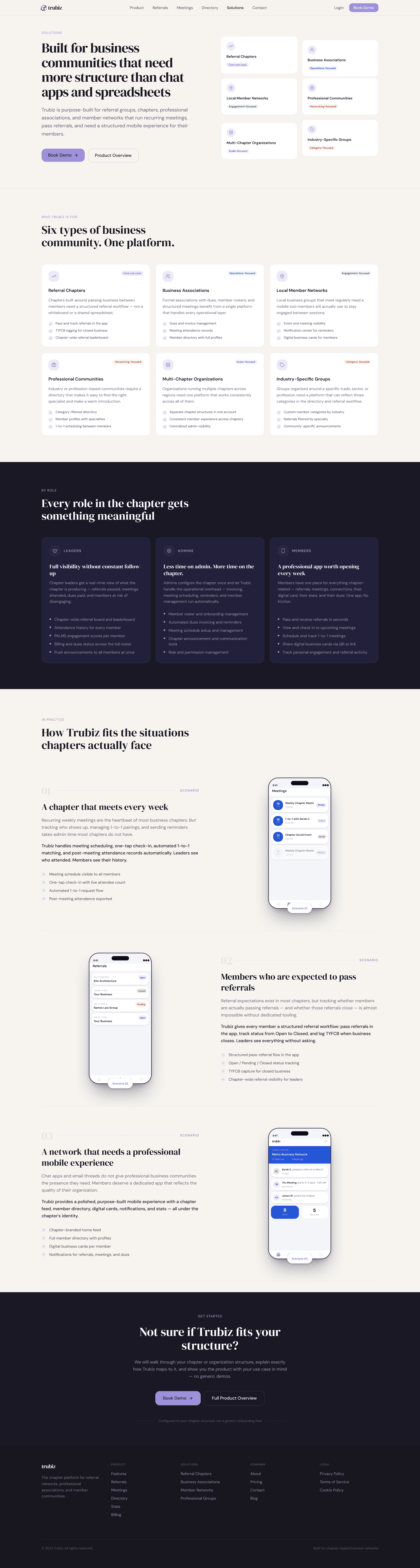 Trubiz solutions page design